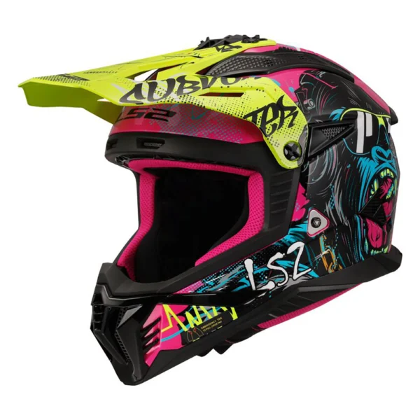 ŠALMAS LS2 FAST 2 GORILLA VIOLETINIS / RYŠKIAI GELTONAS