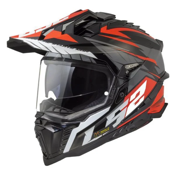ŠALMAS LS2 MX701 EXPLORER SPIRE – JUODA TITANO RAUDONA SPALVA
