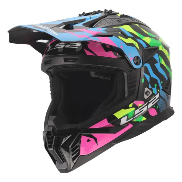 ŠALMAS LS2 MX708 FAST II GROTESK – MĖLYNAS / ROŽINIS / ŽALIAS