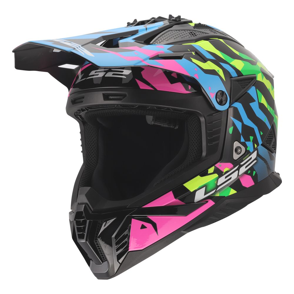 ŠALMAS LS2 MX708 FAST II GROTESK – MĖLYNAS / ROŽINIS / ŽALIAS