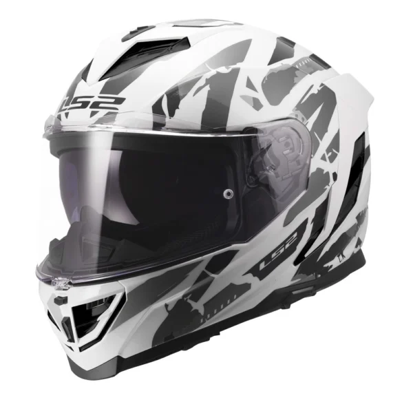ŠALMAS LS2 FF818 STORM III KAOS – BALTA / PILKA SPALVA