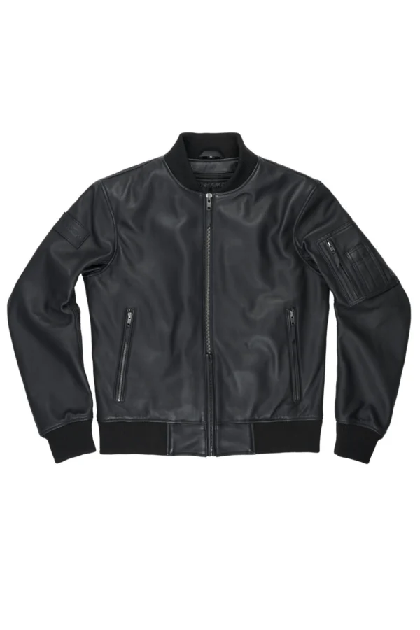 Odinė striukė FALCON AVIATOR juoda PANDO MOTO